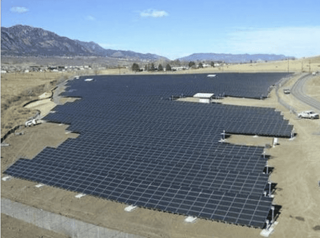 large solar array at Fort Carson Army Base