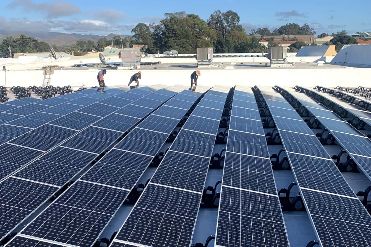 ballasted solar system on flat roof