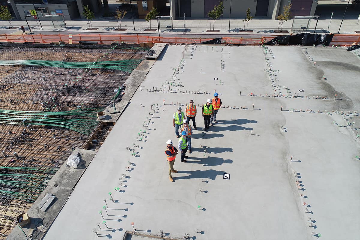 construction team members at a commercial building site